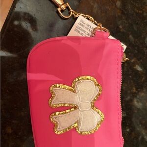 Pink bow keychain wallet coin purse